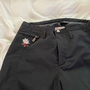 Bogner black ski pants with floral embroidery